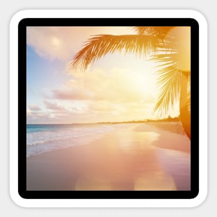 Sunset Palm Trees on The Sandy Beach in Hawaii Sticker